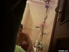 Stunning spy footage of my friend's dark-brown girlfriend having a shower